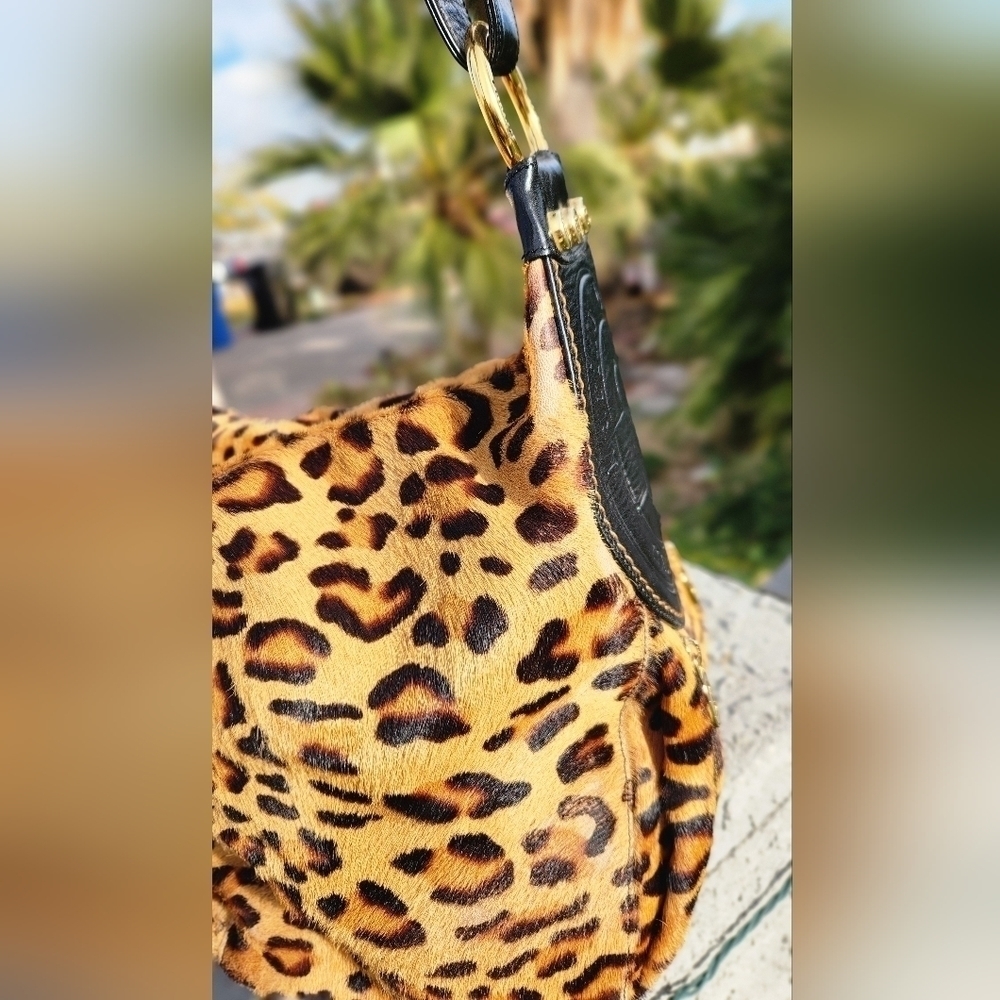 Vintage Marino Orlandi Italian Designer Cheetah‎ Haircalf  Crossbody Bag Purse - Picture 11 of 16